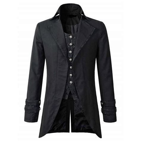 Mens Morning Gothic Jacket Tailcoat Black Brocade Steampunk Victorian