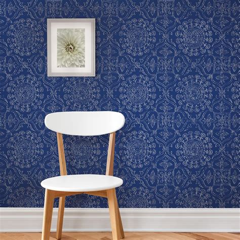 Another great place to shop for peel and stick wallpaper is urban outfitters. NuWallpaper Blue Byzantine Peel and Stick Wallpaper-NU1816 ...