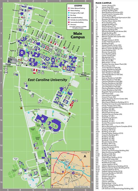 East Carolina University Main Campus Map