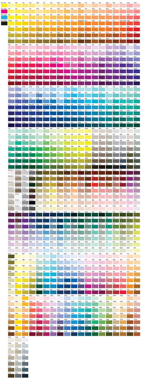 Color Chart Pantone Pms Advanced Digital Nyc