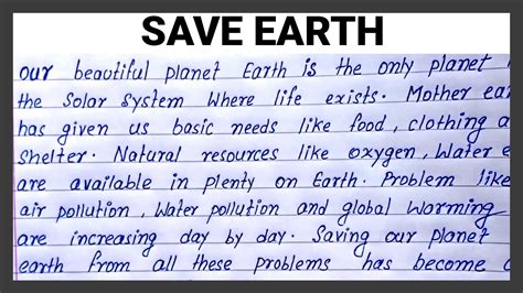 Write Essay On Save Earth How To Write Essay On Save Earth Save Earth Essay Writing In