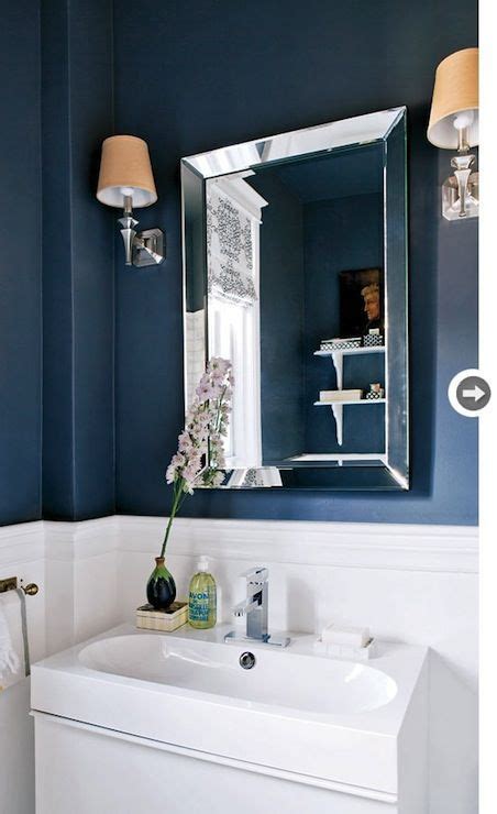 Navy And White Powder Room Powder Rooms Pinterest