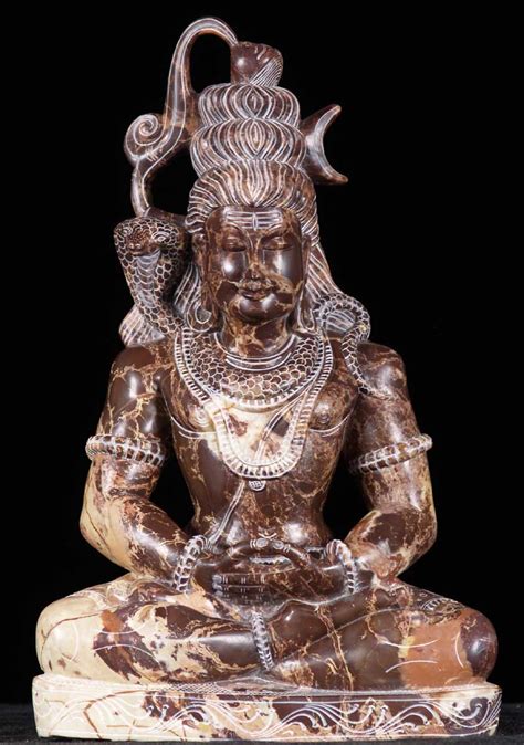 SOLD Black Marble Meditating Lord Shiva Statue 15 52bm72 Hindu