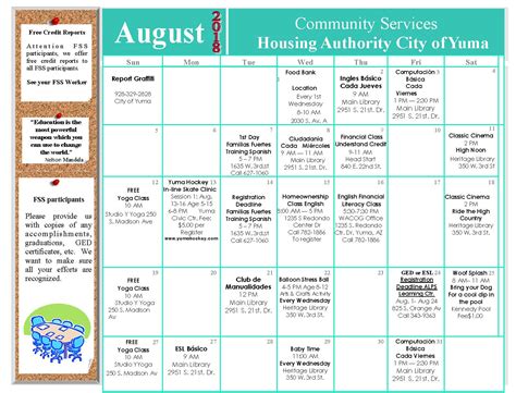 Events August Calendar Of Events Hacy Housing Authority Of The