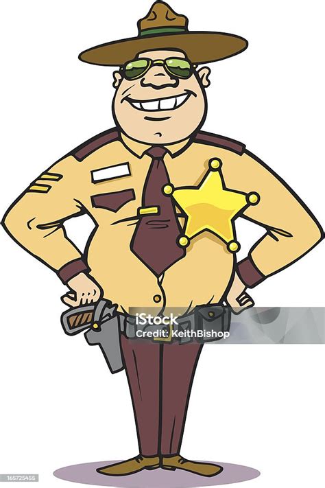 Kartun Polisi Penegakan Hukum Sheriff Ilustrasi Stok Unduh Gambar