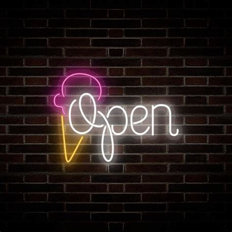 Ice Cream Neon Sign Open Ice Cream Shop Neon Sign Light For Etsy