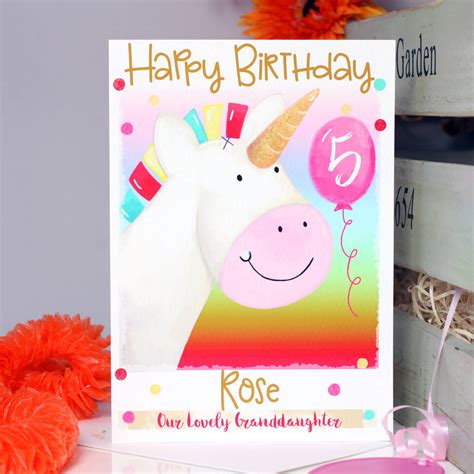 Personalised Unicorn Rainbow Birthday Card By Liza J Design