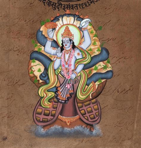 Hindu Kurma Vishnu Second Avatar Painting Handmade Indian Deity Waterc