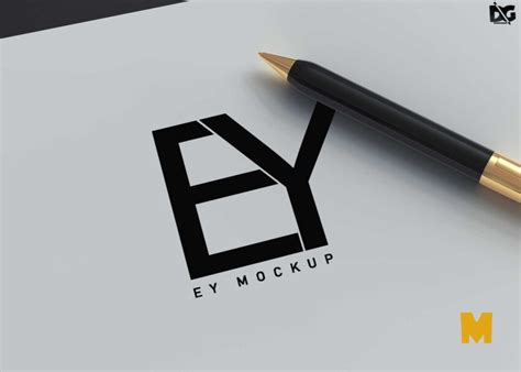Simple Pen Paper Logo Mockup
