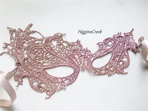 Blush Pink Lace Masquerade Mask For Women Studded With Etsy