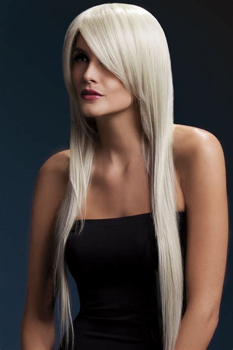 Very Long Straight Wig Amber With Side Swept Fringe In Blonde