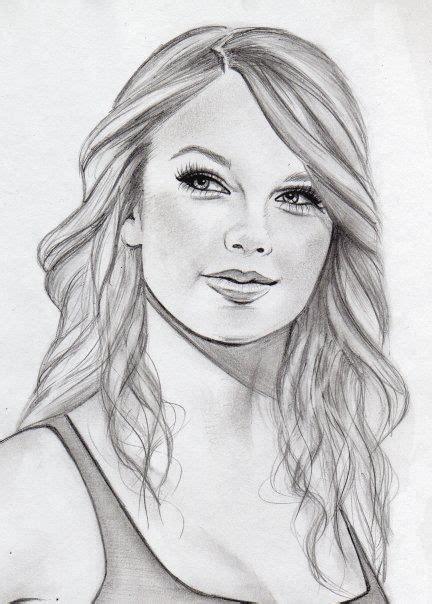 Art Beautiful Famous Girl Cute Drawing Tags Face Sketch Taylor
