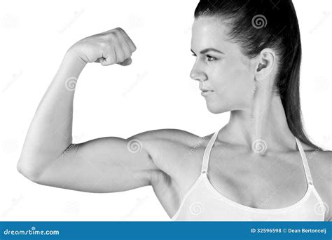 Woman Athlete Showing Biceps Stock Photo Image Of Exercise Strenght