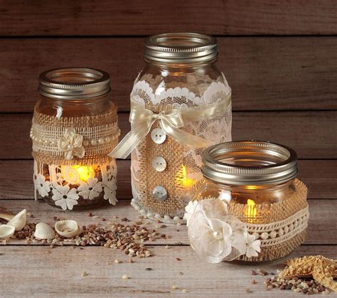 Lacy Luminaries Burlap Mason Jars Mason Jar Decorations Mason Jar Diy