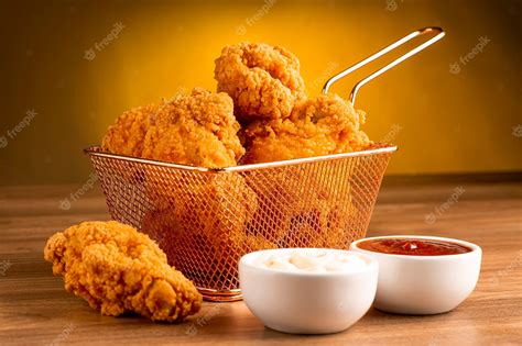 premium photo crispy fried chicken in the basket