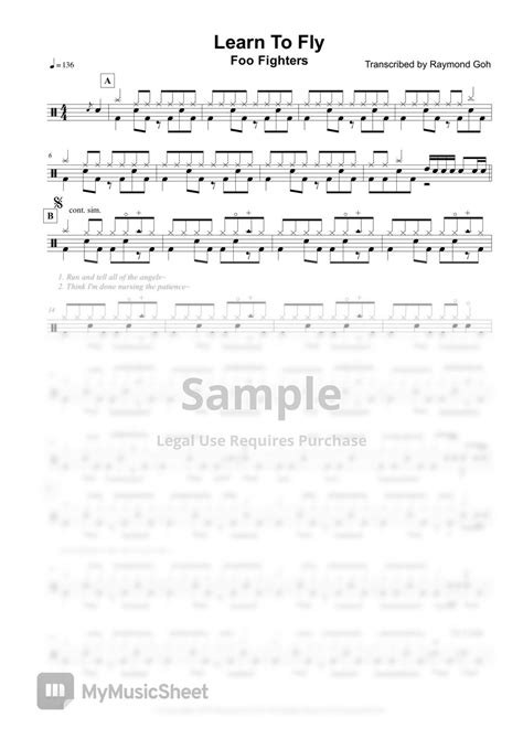 Foo Fighters Learn To Fly Partitura By Raymond Goh