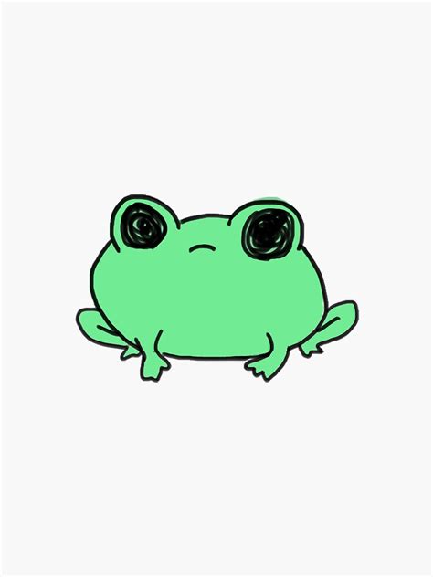 Poorly Drawn Serious Frog Sticker By Lilluxart Redbubble