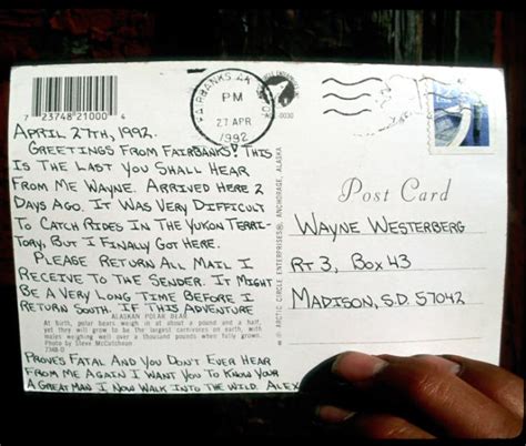 Maybe you would like to learn more about one of these? The last postcard Chris McCandless sent to his friend ...