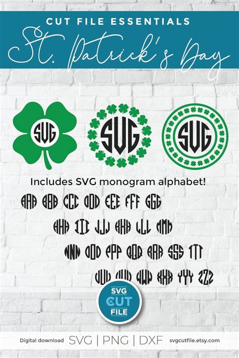 Shamrock Monogram Svg 4 Leaf Clover Clover Monogram Svg Etsy