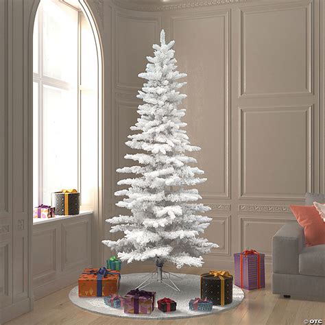 Vickerman 75 Flocked White Slim Christmas Tree Unlit Oriental Trading