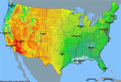 United States Rainfall Map Tourist Map Of English