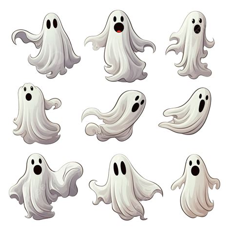 Cartoon Halloween Ghost Ghosted Spooky Spirit And Mysterious Phantoms