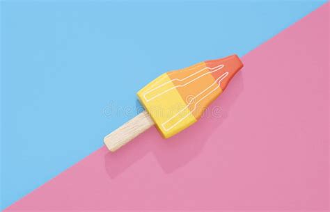 Ice Cream Popsicles Lollipops On Blue And Pink Pastel Background Stock