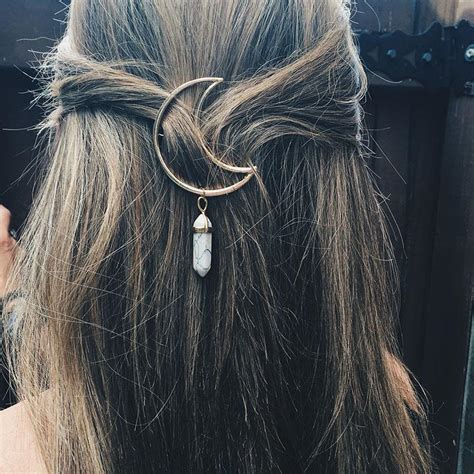 Crescent Moon Crystal Hairpin Hair Jewelry Boho Jewelry Jewelry