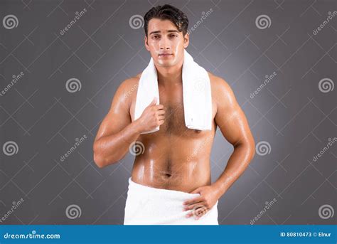 The Handsome Man After Morning Shower Stock Image Image Of Muscles Macho 80810473