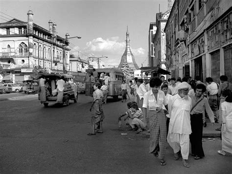 Rangoon Downtown Sule Pagoda Area History Of Myanmar Vintage