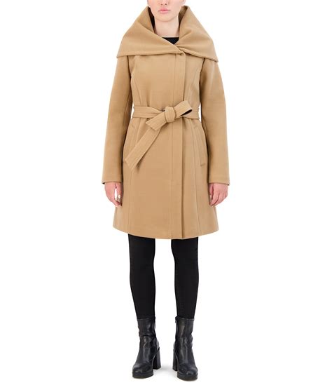 Cole Haan Signature Asymmetrical Front Zip Belted Twill Coat Dillards