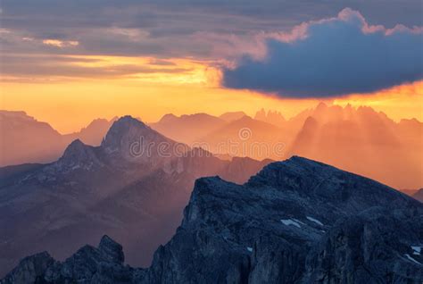 Sunlight Over Mountain With Sun Rays Stock Photo Image Of Evening
