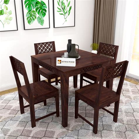 Kendalwood Furniture Sheesham Wood Cnc Cuting Dining Table With Chairs