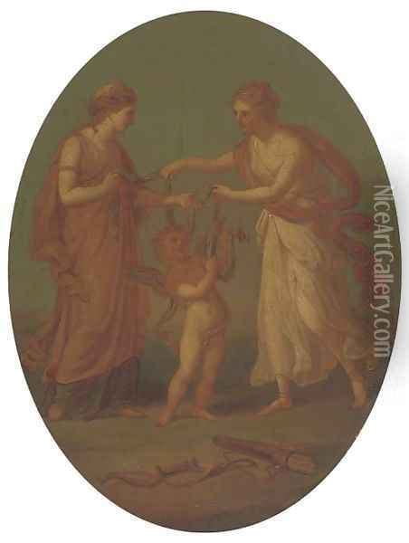 The Disarming Of Cupid Oil Painting Reproduction By Angelica Kauffmann