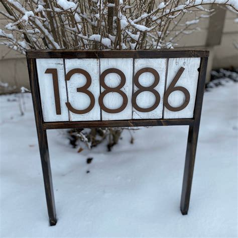House Numbers Stake Modern Rustic Curb Appeal Custom Sign Etsy