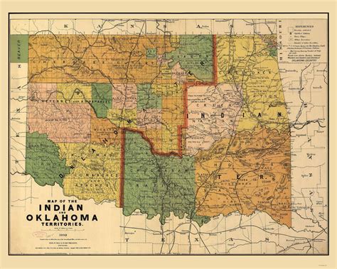 Oklahoma Indian Territory 1892 Old Map State Reprint Etsy