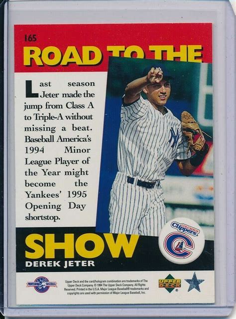 Derek Jeter 1994 Upper Deck Minors Road To The Show Rookie Card Rc 165