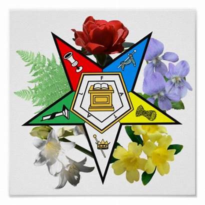 Eastern Star Emblem Oes Order Floral Poster