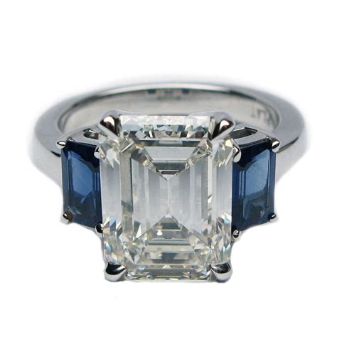When pricing a ring, consider the carat of the diamond and the. 4.93 Carat Emerald Cut Diamond Blue Sapphire Ring EGL ...