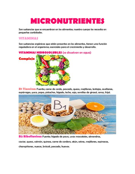 Clasificacion Micronutrientes MICRONUTRIENTES Son Sustancias Que Se