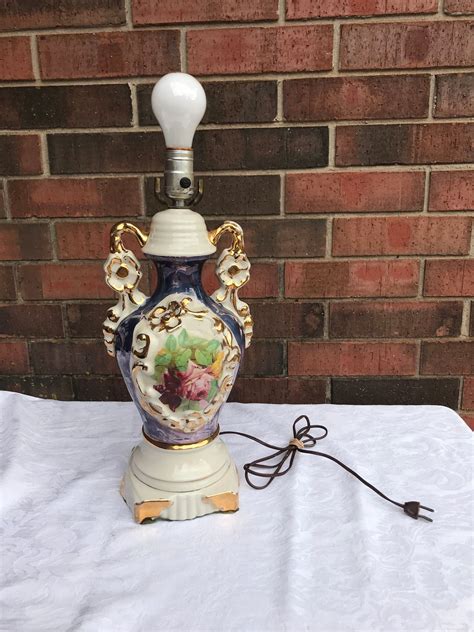Victorian Urn Floral Lamp with Gold Trim | Etsy | Lamp, Vintage lamps