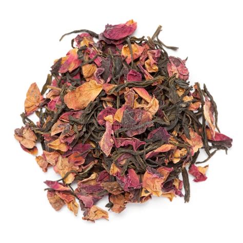 Organic Rose Green Tea Isolated On White Background Stock Image