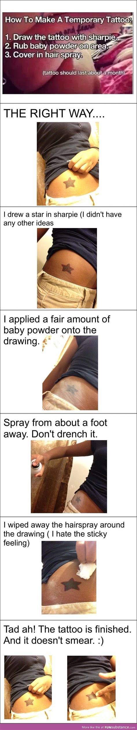 Set the tattoo with baby powder. Make a sharpie tattoo that lasts a month - FunSubstance