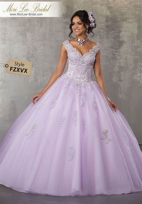 Style Fzxvx Crystal Beaded Lace Appliqués On A Tulle Ball Gown This Dreamy Tulle Quinceañera Bal