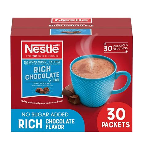 nestle hot chocolate packets hot cocoa mix sugar free and fat free 30 count 0 28 oz each