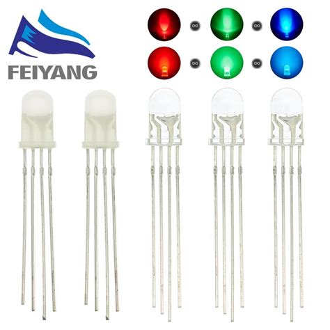 Pcs Multicolor Pin Mm Rgb Led Diode Light Lamp Tricolor Round