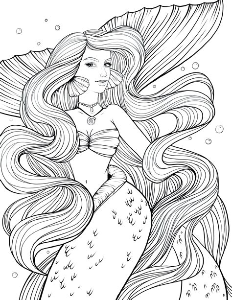 Fantasy Mermaid Coloring Pages For Adults Mermaid And Boat Mermaids