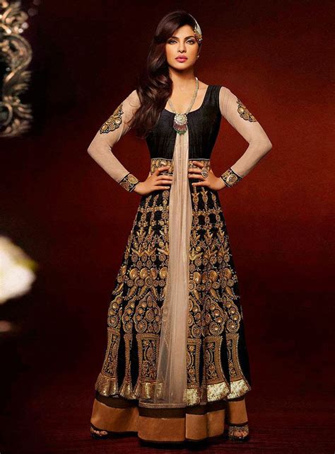 Priyanka Chopra Beige Net Long Anarkali Suit 89469 In 2019 Anarkali Dress Anarkali Suits