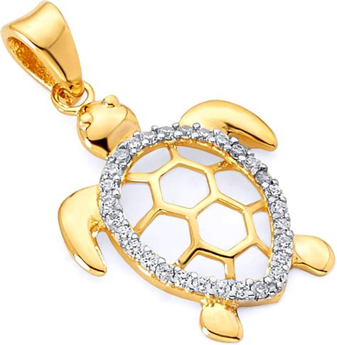 Amazon Com K Two Tone Gold Turtle Charm Pendant Size X Mm