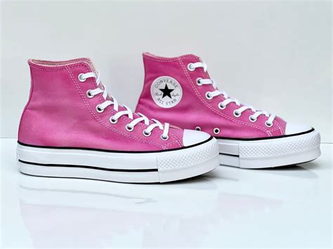 Custom Dyed Pink Converse All Star High Top Lift Platform Etsy